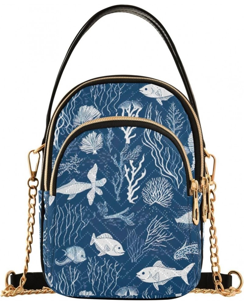 Coral Fish Blue Small Crossbody Bags for Women Adjustable Strap Purses Travel Handbags 20853356 $12.22 Crossbody Bags