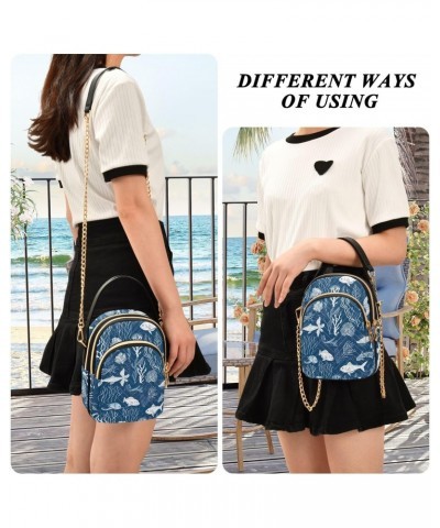 Coral Fish Blue Small Crossbody Bags for Women Adjustable Strap Purses Travel Handbags 20853356 $12.22 Crossbody Bags