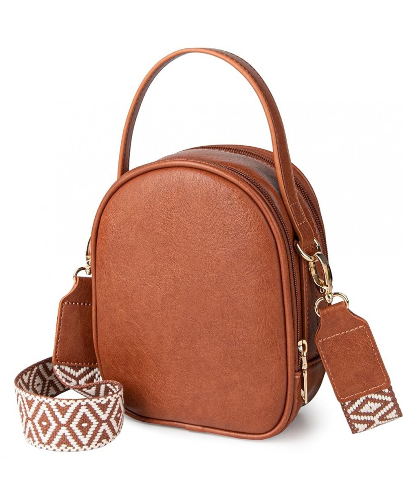 Vegan Leather Crossbody Fashion Shoulder Bag Purse with Adjustable Strap H2-dark Brown $17.97 Crossbody Bags