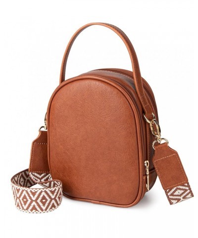 Vegan Leather Crossbody Fashion Shoulder Bag Purse with Adjustable Strap H2-dark Brown $17.97 Crossbody Bags