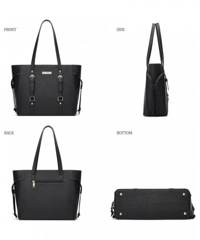 Women Fashion Synthetic Leather Handbags Tote Bag Shoulder Bag Top Handle Satchel Purse Set 4pcs Black-b-01 $15.58 Totes