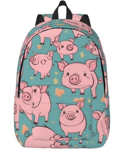 Pig Background Print Lightweight Travel Canvas Backpack Casual Daypack For Men Women Work, Sports, Beach Black Medium $26.35 ...