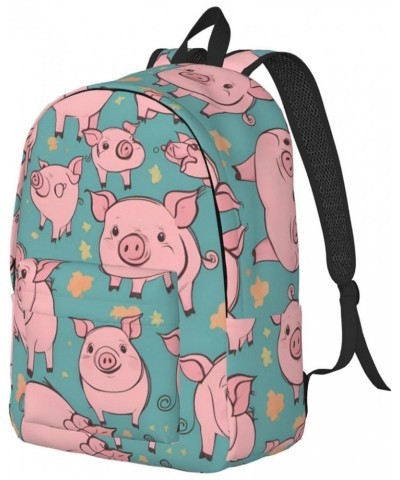 Pig Background Print Lightweight Travel Canvas Backpack Casual Daypack For Men Women Work, Sports, Beach Black Medium $26.35 ...