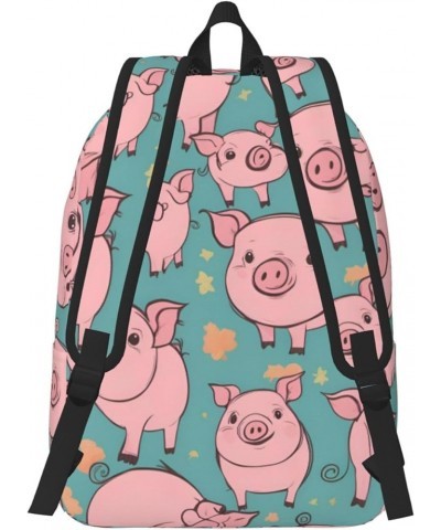 Pig Background Print Lightweight Travel Canvas Backpack Casual Daypack For Men Women Work, Sports, Beach Black Medium $26.35 ...