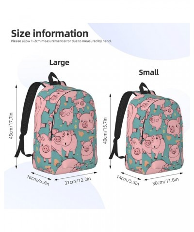 Pig Background Print Lightweight Travel Canvas Backpack Casual Daypack For Men Women Work, Sports, Beach Black Medium $26.35 ...