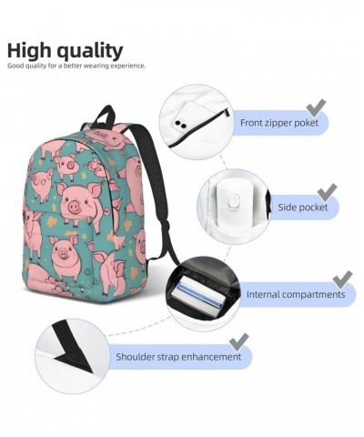 Pig Background Print Lightweight Travel Canvas Backpack Casual Daypack For Men Women Work, Sports, Beach Black Medium $26.35 ...