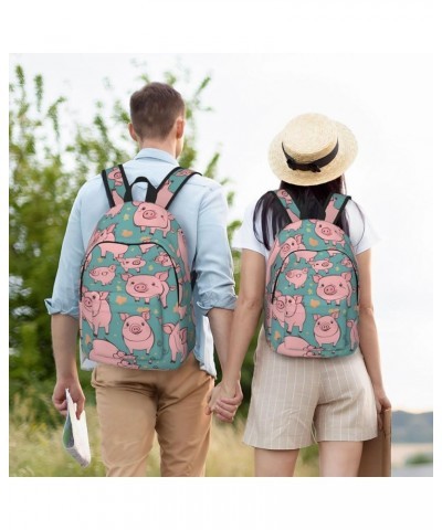 Pig Background Print Lightweight Travel Canvas Backpack Casual Daypack For Men Women Work, Sports, Beach Black Medium $26.35 ...