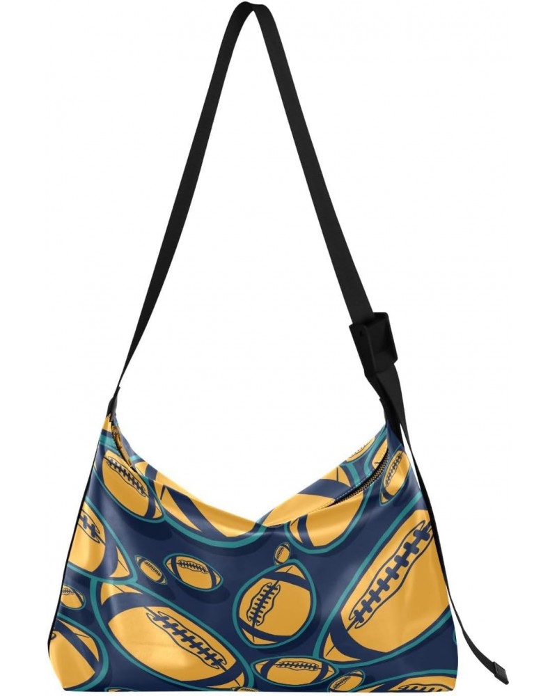 American Football Art Hobo Crossbody Bags for Women Leather Large Shoulder Bag Cross Body Yellow Trendy Womens Tote Bags Hand...