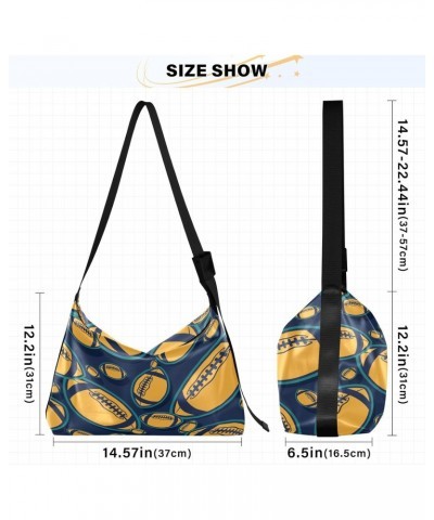 American Football Art Hobo Crossbody Bags for Women Leather Large Shoulder Bag Cross Body Yellow Trendy Womens Tote Bags Hand...