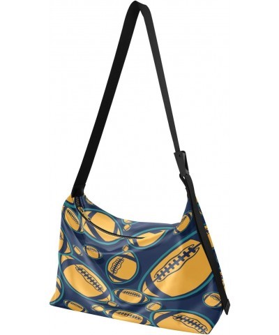 American Football Art Hobo Crossbody Bags for Women Leather Large Shoulder Bag Cross Body Yellow Trendy Womens Tote Bags Hand...