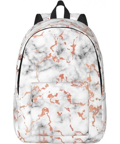 Marble Texture Copper Splatter Print Unisex Canvas Backpack Cute Backpack For Travel Sports Casual Aesthetic Backpack Black M...