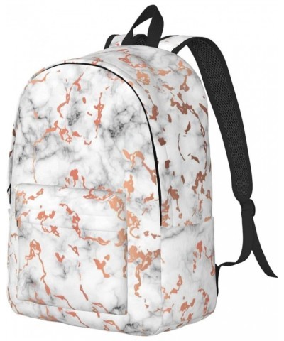 Marble Texture Copper Splatter Print Unisex Canvas Backpack Cute Backpack For Travel Sports Casual Aesthetic Backpack Black M...