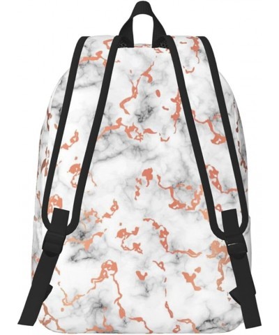 Marble Texture Copper Splatter Print Unisex Canvas Backpack Cute Backpack For Travel Sports Casual Aesthetic Backpack Black M...