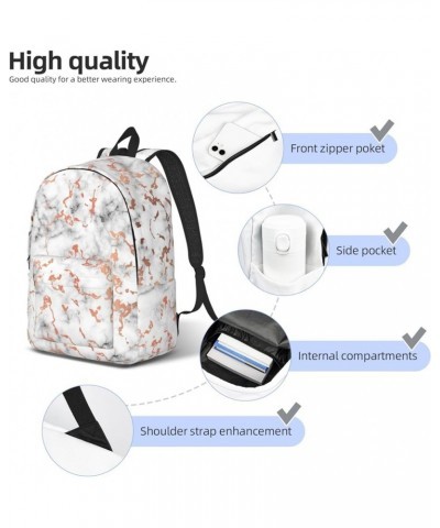 Marble Texture Copper Splatter Print Unisex Canvas Backpack Cute Backpack For Travel Sports Casual Aesthetic Backpack Black M...