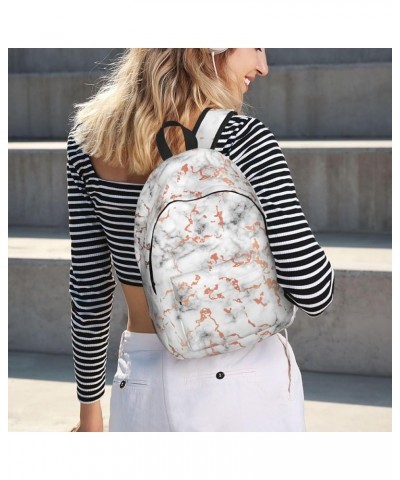 Marble Texture Copper Splatter Print Unisex Canvas Backpack Cute Backpack For Travel Sports Casual Aesthetic Backpack Black M...