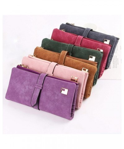 Women Wallet Long Two-fold Women Wallet Drawstring Nubuck Leather Suede Wallet Ladies Clutch (Color : Blue) (Color : Pink) Bl...