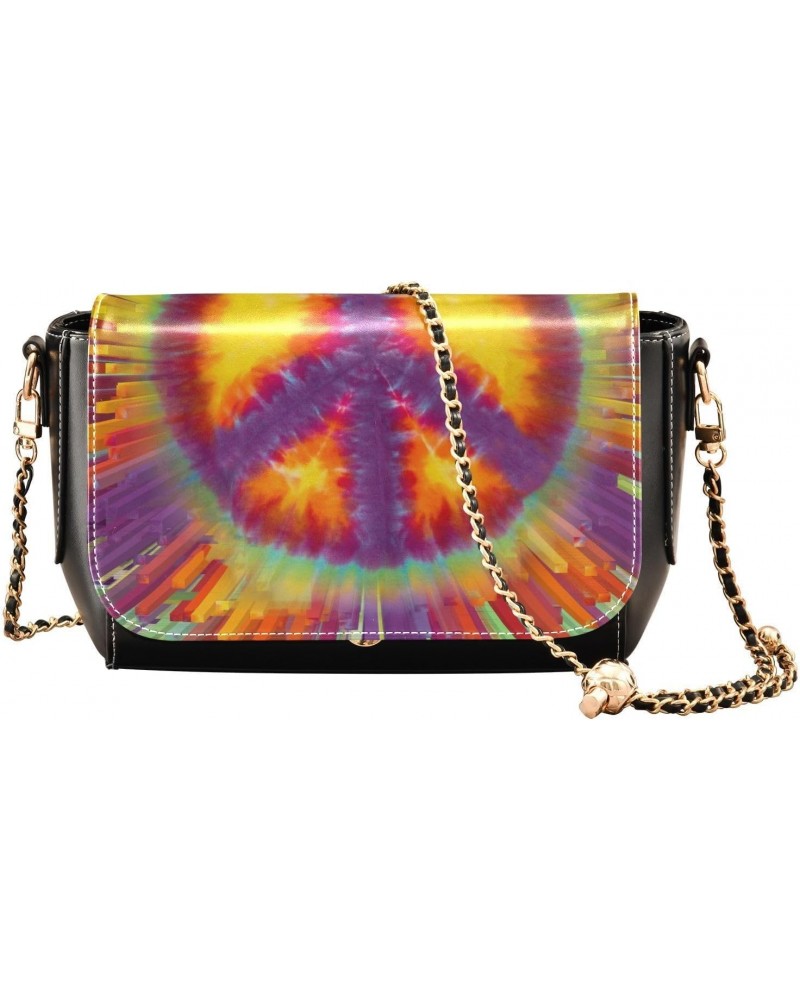 Tie Dye Peace Sign Crossbody bags for Women Small Crossbody Purses with Chain Strap Cell Phone Purse Shoulder Bag for Women $...