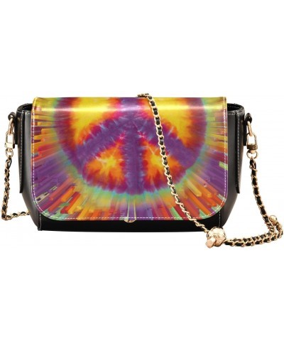 Tie Dye Peace Sign Crossbody bags for Women Small Crossbody Purses with Chain Strap Cell Phone Purse Shoulder Bag for Women $...