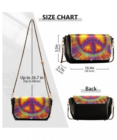 Tie Dye Peace Sign Crossbody bags for Women Small Crossbody Purses with Chain Strap Cell Phone Purse Shoulder Bag for Women $...