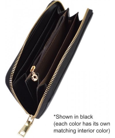 Women's Bow Front PU Leather Zip Around Wallet, Black Black $8.85 Wallets