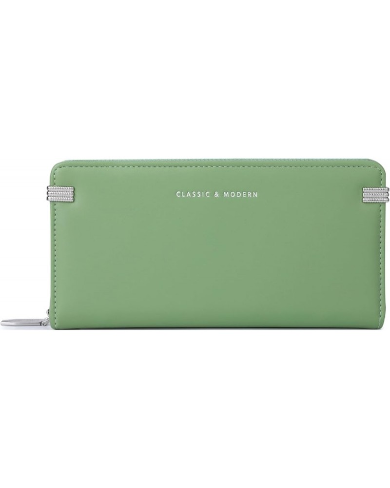 Women's Soft PU Leather Long Wallets Multi-Pocket Zipper Clutch Bag Purses Card Holder with ID Window (Black) Green $18.86 Wa...