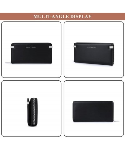 Women's Soft PU Leather Long Wallets Multi-Pocket Zipper Clutch Bag Purses Card Holder with ID Window (Black) Green $18.86 Wa...