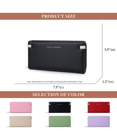 Women's Soft PU Leather Long Wallets Multi-Pocket Zipper Clutch Bag Purses Card Holder with ID Window (Black) Green $18.86 Wa...