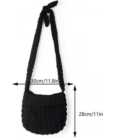 Women Pleated Bubbles Bag Fashion Puffer Crossbody Bag Adjustable Shoulder Strap Large Capacity Versatile Ladies Girls Black ...