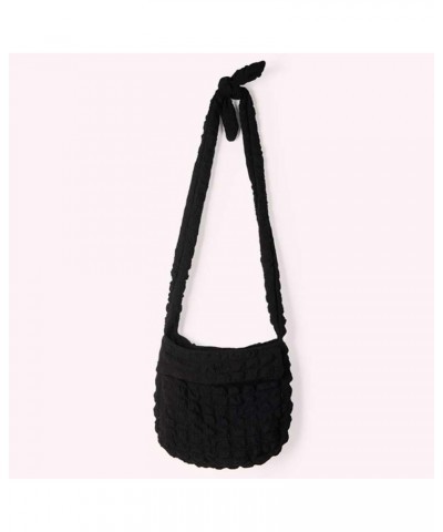 Women Pleated Bubbles Bag Fashion Puffer Crossbody Bag Adjustable Shoulder Strap Large Capacity Versatile Ladies Girls Black ...