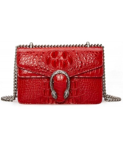 Genuine Crocodile Leather Bag For Women Crocodile Ladies Chain Bag Portable Small Square Crossbody Bag Gifts for Ladies Red $...