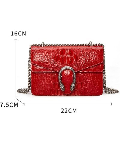 Genuine Crocodile Leather Bag For Women Crocodile Ladies Chain Bag Portable Small Square Crossbody Bag Gifts for Ladies Red $...