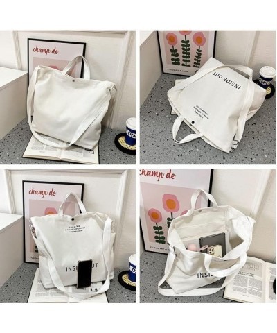 Canvas Tote Bag Women Satchel Bag Handbag, Stylish Tote Handbag for Women Crossbody Bag White $10.44 Satchels