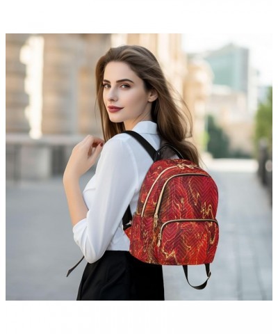 Backpack Purse for Women Marble Mysterious Red Style, Mini Fashion Backpack Lightweight Casual Daypack Shoulder Bag Travel Ba...