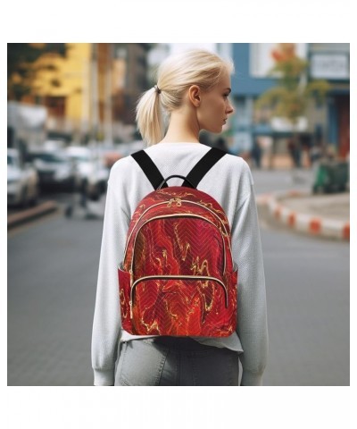 Backpack Purse for Women Marble Mysterious Red Style, Mini Fashion Backpack Lightweight Casual Daypack Shoulder Bag Travel Ba...