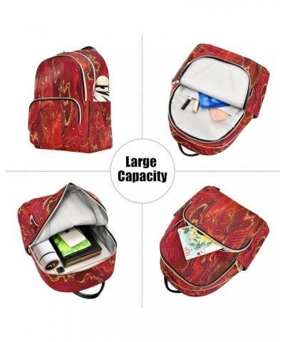 Backpack Purse for Women Marble Mysterious Red Style, Mini Fashion Backpack Lightweight Casual Daypack Shoulder Bag Travel Ba...