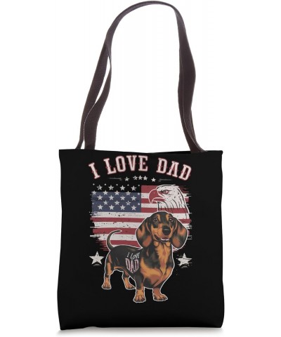 Funny Dachshund Tattoo I Love Dad Fathers Day patriotic Tote Bag $11.52 Totes