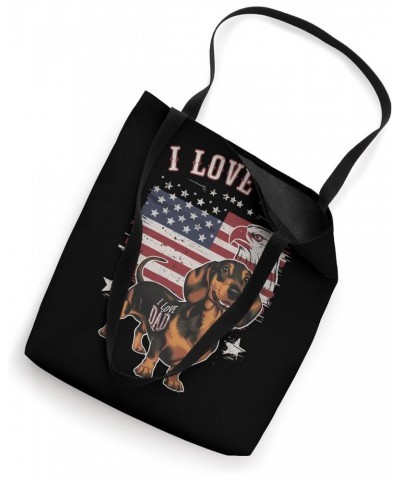 Funny Dachshund Tattoo I Love Dad Fathers Day patriotic Tote Bag $11.52 Totes