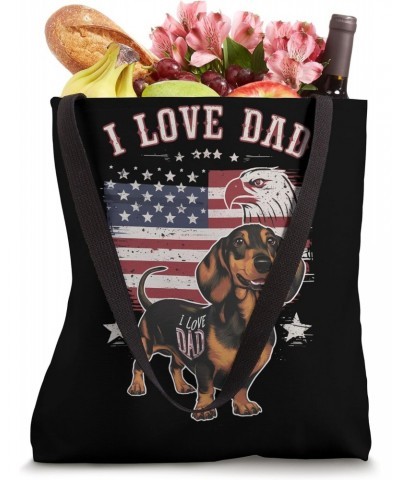 Funny Dachshund Tattoo I Love Dad Fathers Day patriotic Tote Bag $11.52 Totes