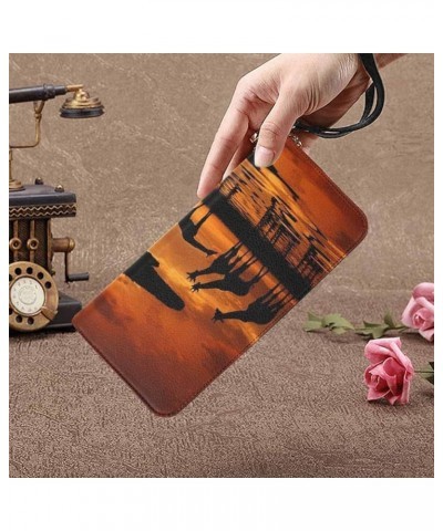 Giraffe Funny Animal Womens Clutch Wallet Large Wristlet Zipper Clutch Large Travel Purse Design 4 $18.39 Clutches