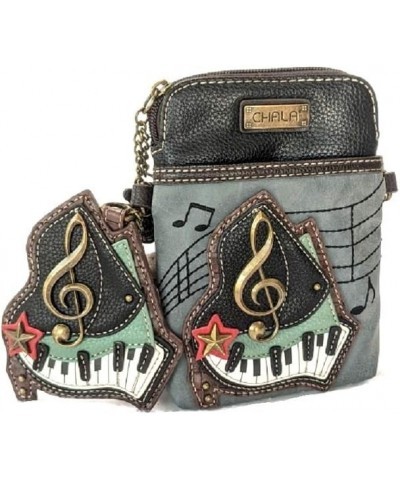 Piano Cellphone Crossbody Handbag - Convertible Strap, Indigo, 5" x 7.5" x 1" (Handbag + Metal Clef Key-fob) Handbag + Piano ...