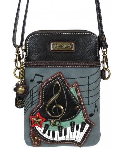 Piano Cellphone Crossbody Handbag - Convertible Strap, Indigo, 5" x 7.5" x 1" (Handbag + Metal Clef Key-fob) Handbag + Piano ...