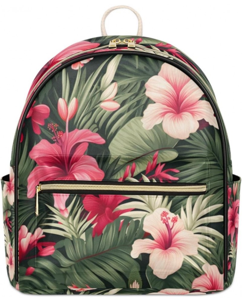 Tropical Palm Leaf Flower Backpack Purse for Women PU Leather Lightweight Ladies Shoulder Fashion Satchel Bags Travel Casual ...