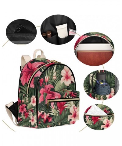 Tropical Palm Leaf Flower Backpack Purse for Women PU Leather Lightweight Ladies Shoulder Fashion Satchel Bags Travel Casual ...