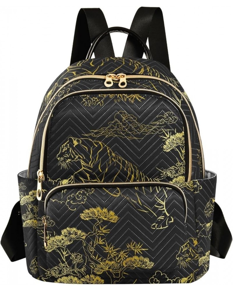 Golden Tiger Women's Backpack Purse Fashion Travel Anti Theft Backpack Casual Daypack for Work College,M Small $18.54 Backpacks