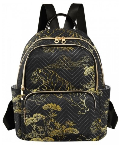 Golden Tiger Women's Backpack Purse Fashion Travel Anti Theft Backpack Casual Daypack for Work College,M Small $18.54 Backpacks