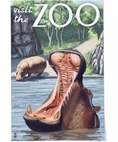 24x36 Inch Giclee Print, Hippo, Visit the Zoo $26.99 Totes