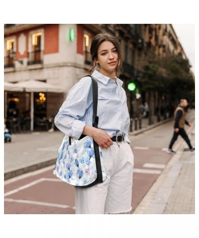 Transparent Blue Magnolia Eucalyptus Leaves Men Travel Crossbody Bags Leather Womens Crossbody Sling Bag Side Bag $16.17 Hobo...