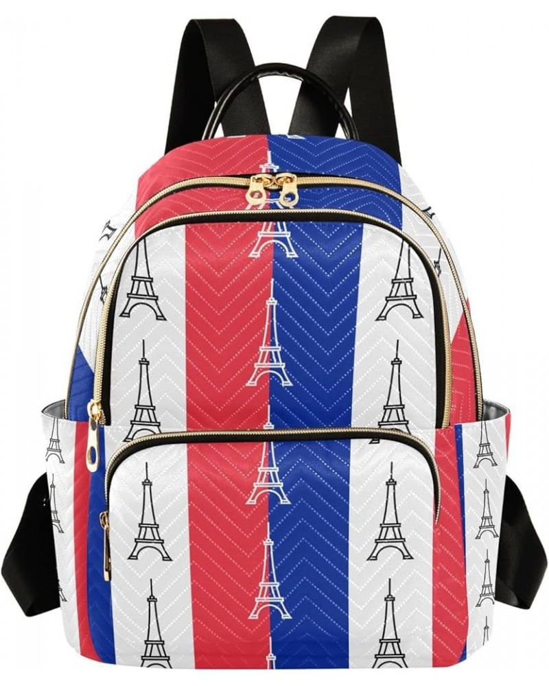 Women Backpack France Eiffel Tower Blue White Red Anti-Theft Travel Backpack with Luggage Belt Lightweight Handbag Lady Purse...