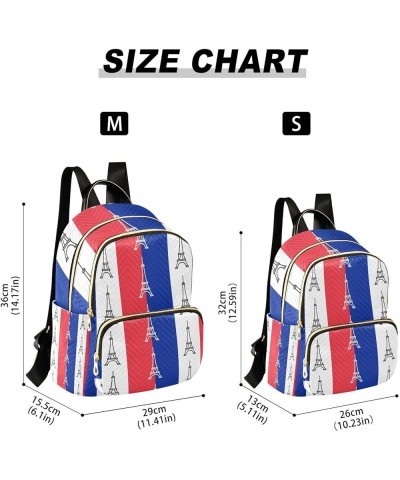 Women Backpack France Eiffel Tower Blue White Red Anti-Theft Travel Backpack with Luggage Belt Lightweight Handbag Lady Purse...