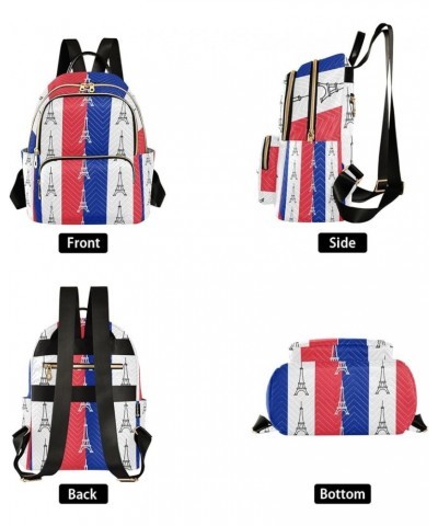 Women Backpack France Eiffel Tower Blue White Red Anti-Theft Travel Backpack with Luggage Belt Lightweight Handbag Lady Purse...